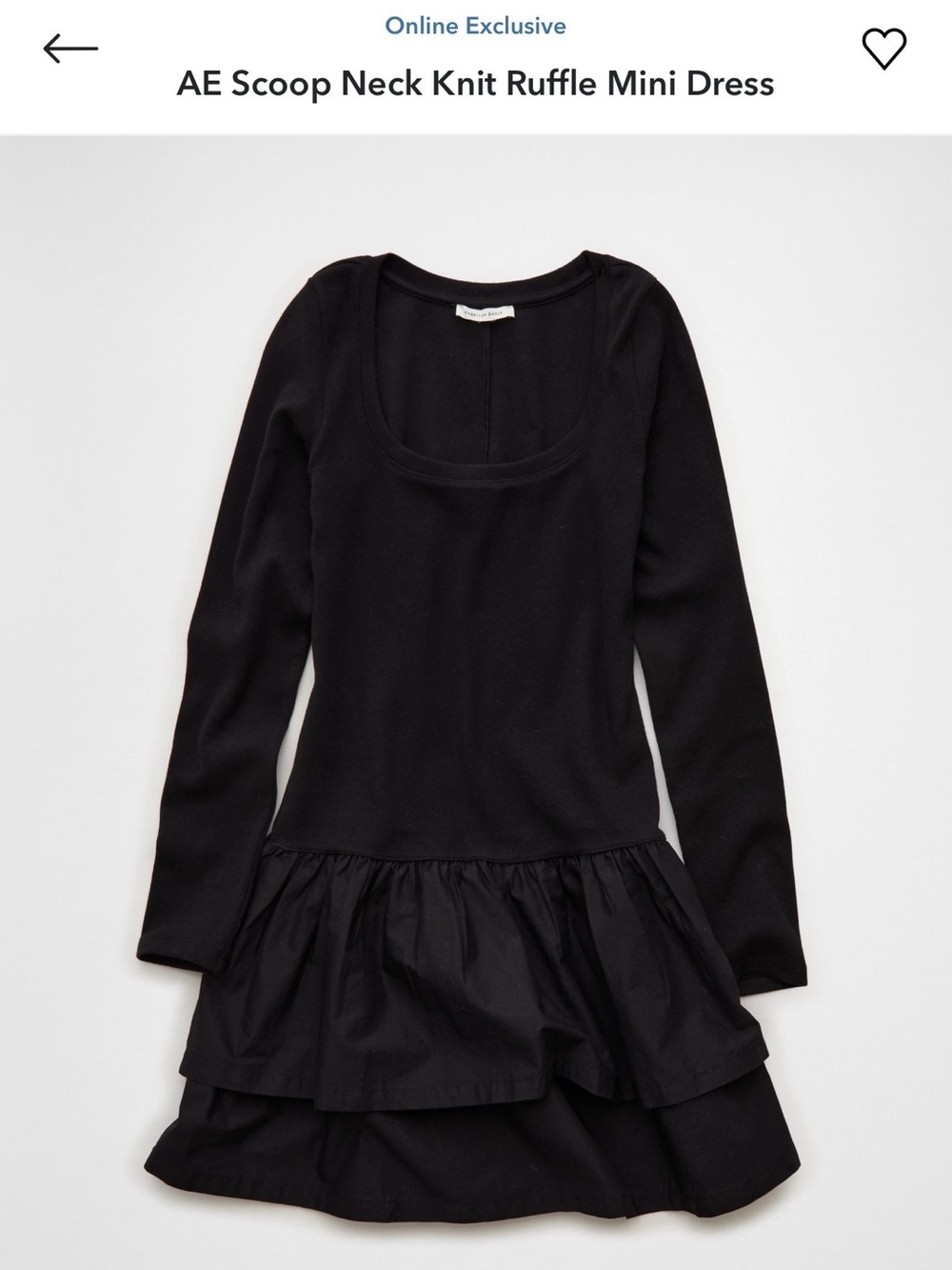 American Eagle Outfitters Black Scoop Neck Ruffle Mini Dress
